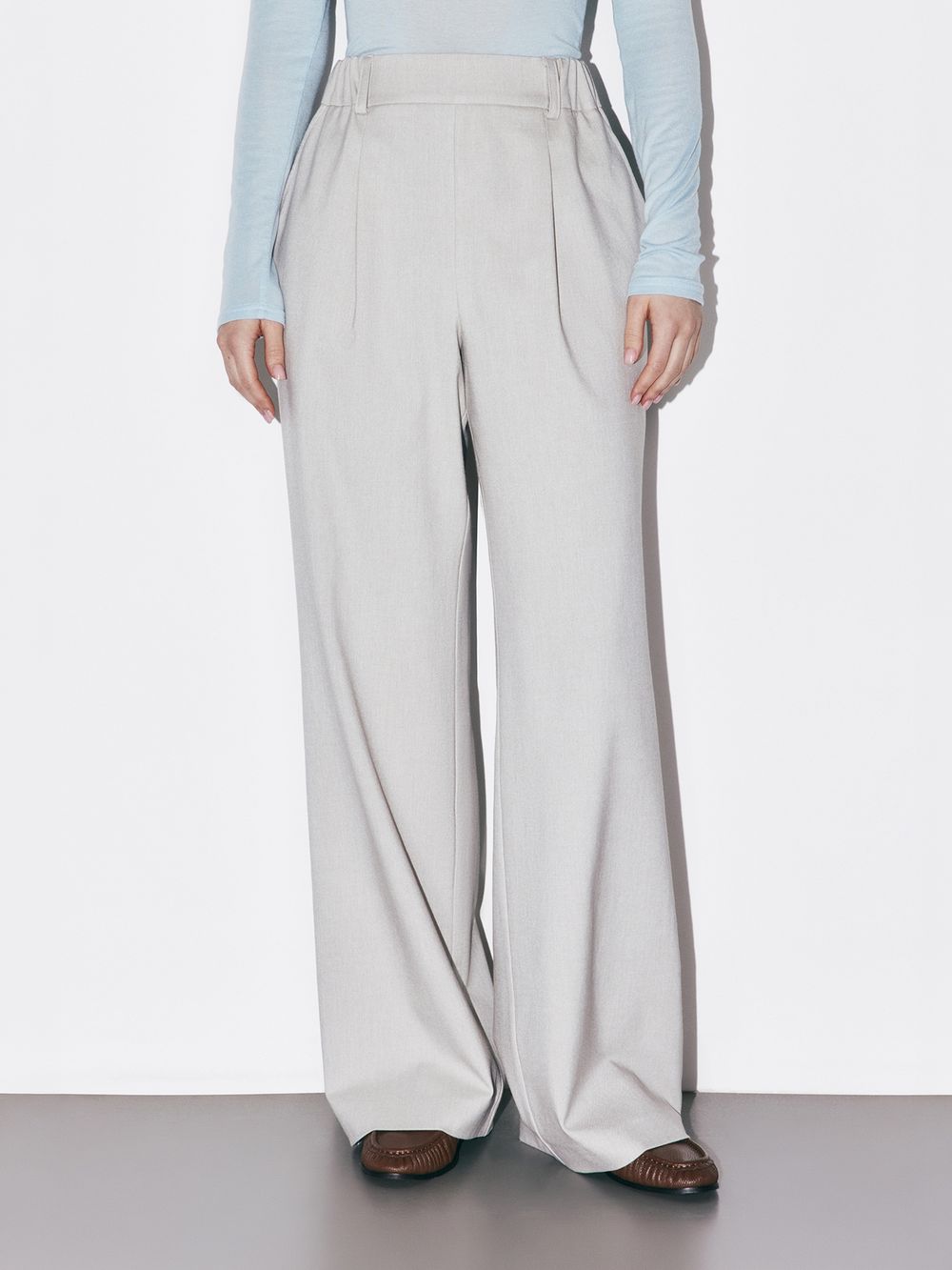 Брюки с поясом на резинке "Серые" женские