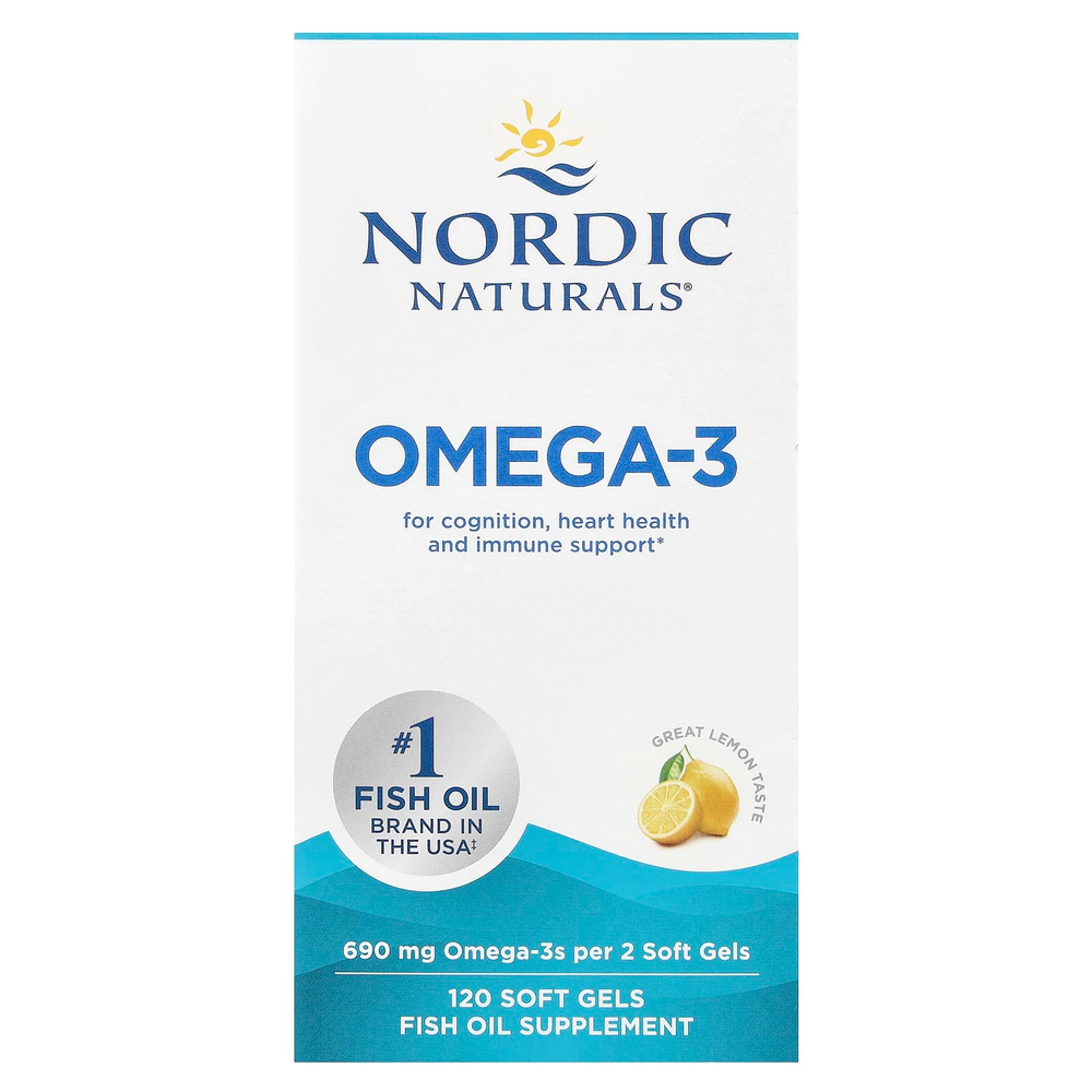 Nordic Naturals, омега-3, со вкусом лимона, 120 капсул (345 мг в 1 капсуле)