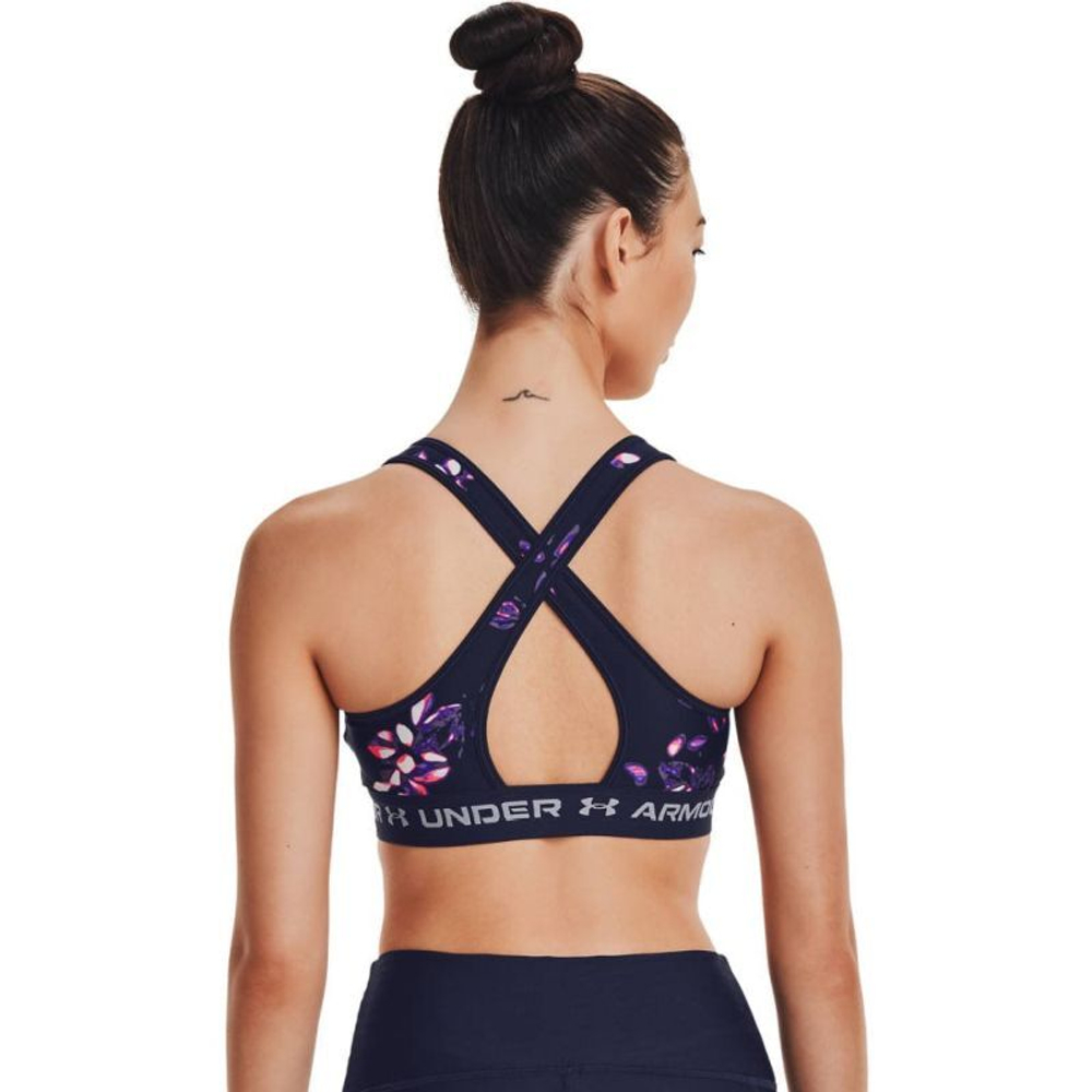 Теннисный бюстгальтер Under Armour Women's Armour Mid Crossback Printed Sports Bra - Blue