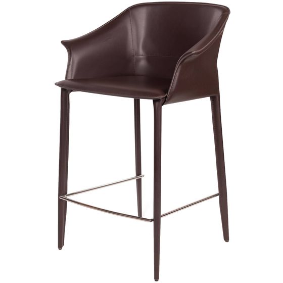 Полубарный стул Gio, коричневая кожа