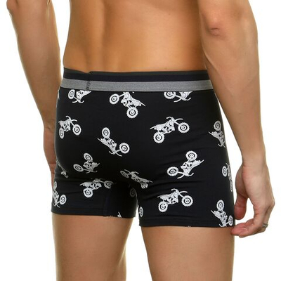 Темно-синие трусы-боксеры с принтом в виде байков (Размер: M) (Цвет: темно-синий)