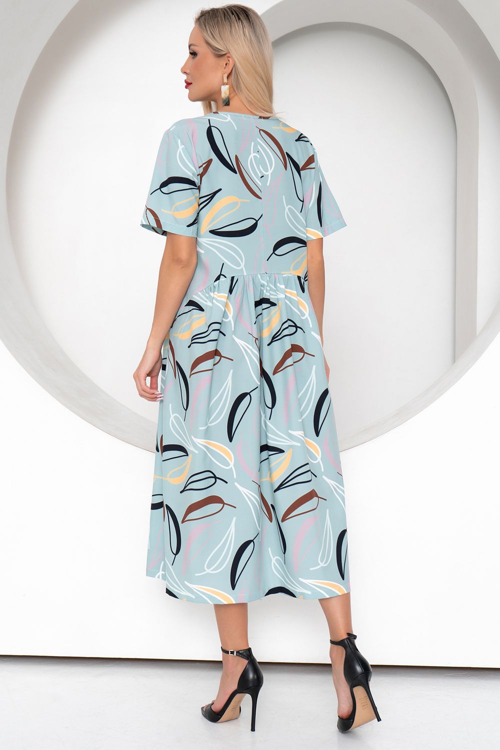 Платье Глория (мята/принт) Р11-1047/8 Nikol (Акция)