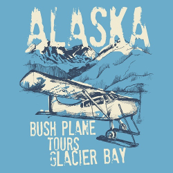 принт PewPewCat Alaska Glacier bay для голубой футболки