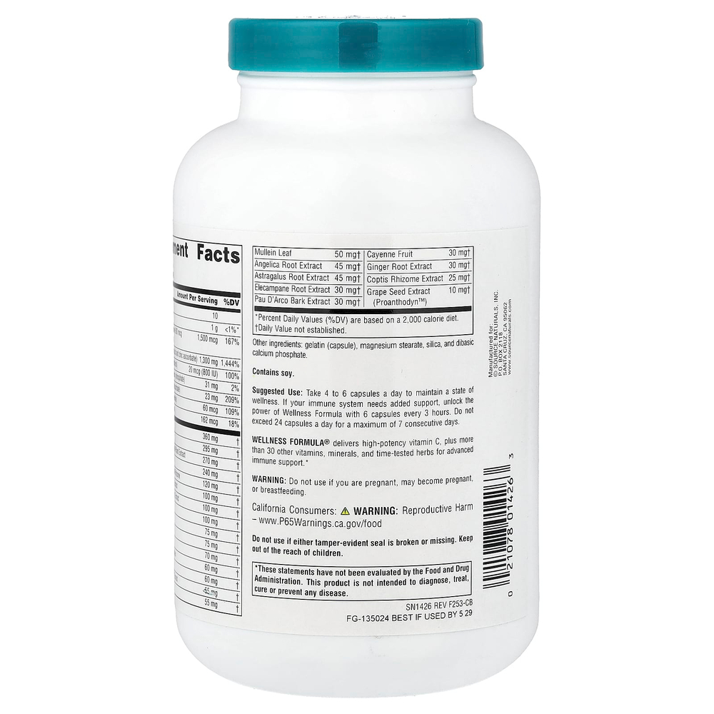 Source Naturals, Wellness Formula®, улучшенная поддержка иммунитета, 240 капсул