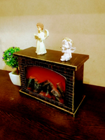 Светодиодный декоративный камин с эффектом живого огня 28х20х12 см, патина золотая бронза