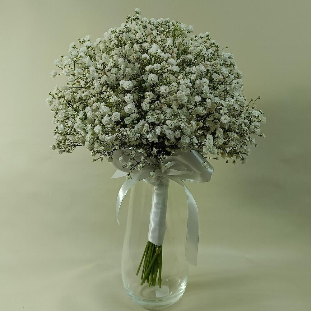 Свадебный букет невесты из белой гипсофилы