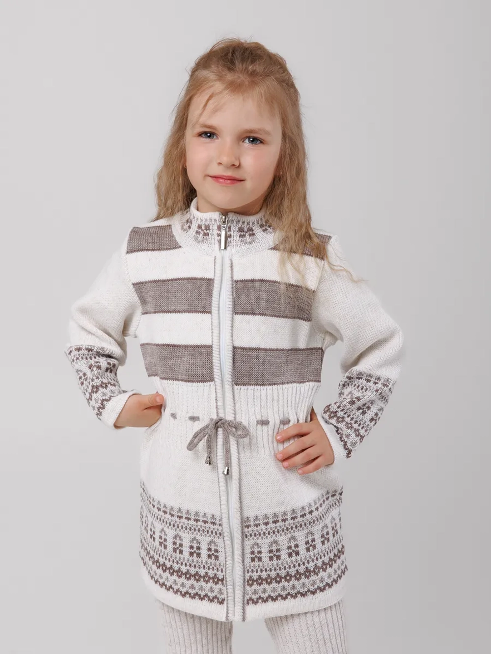 Кардиган вязаный на молнии для девочки