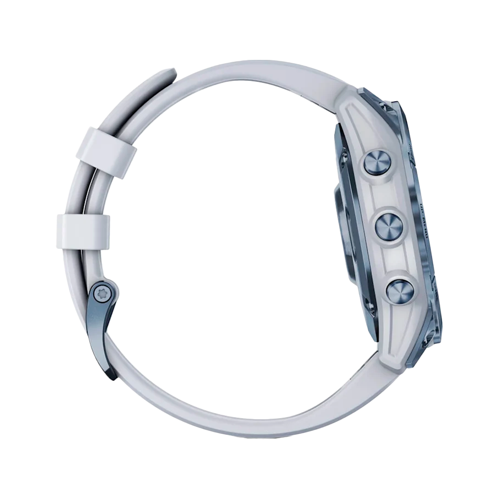 Умные часы Garmin Fenix 7, 47mm, Sapphire Solar Mineral Blue DLC Titanium with Silicone Whitestone Band (010-02540-25)