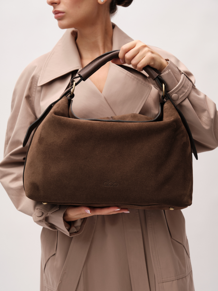 Замшевая сумка Andrea DBR 31374 кофе