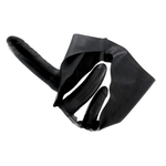 Чёрный латексный страпон с вагинальной и анальной пробками SLIP WITH STRAP ON IN LATEX 2 FOR ME 1 FOR YOU - 14 см. (Размер: S-M-L) (Цвет: черный)