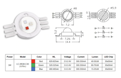 Светодиод RGB (3w, 6 pin)