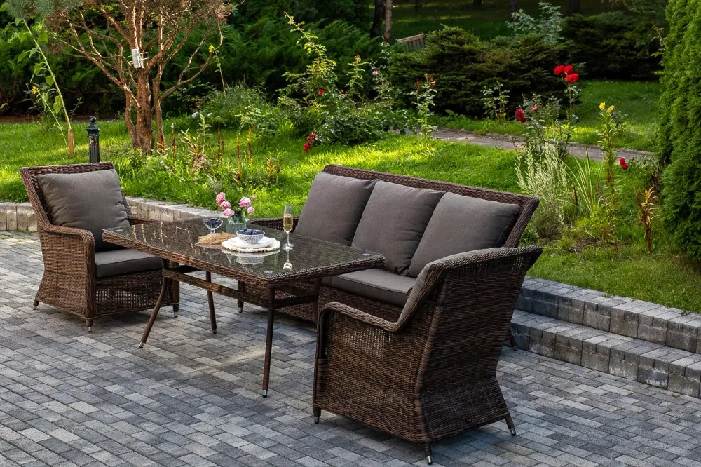 "Гляссе" обеденная группа из искусственного ротанга, цвет коричневый