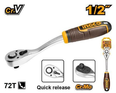 Ключ трещоточный изогнутый 1/2" INGCO HRTH8412 INDUSTRIAL
