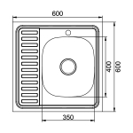 Мойка 60х60 (0,6) прав вып 3 1/2 MIXLINE 16см с сифоном