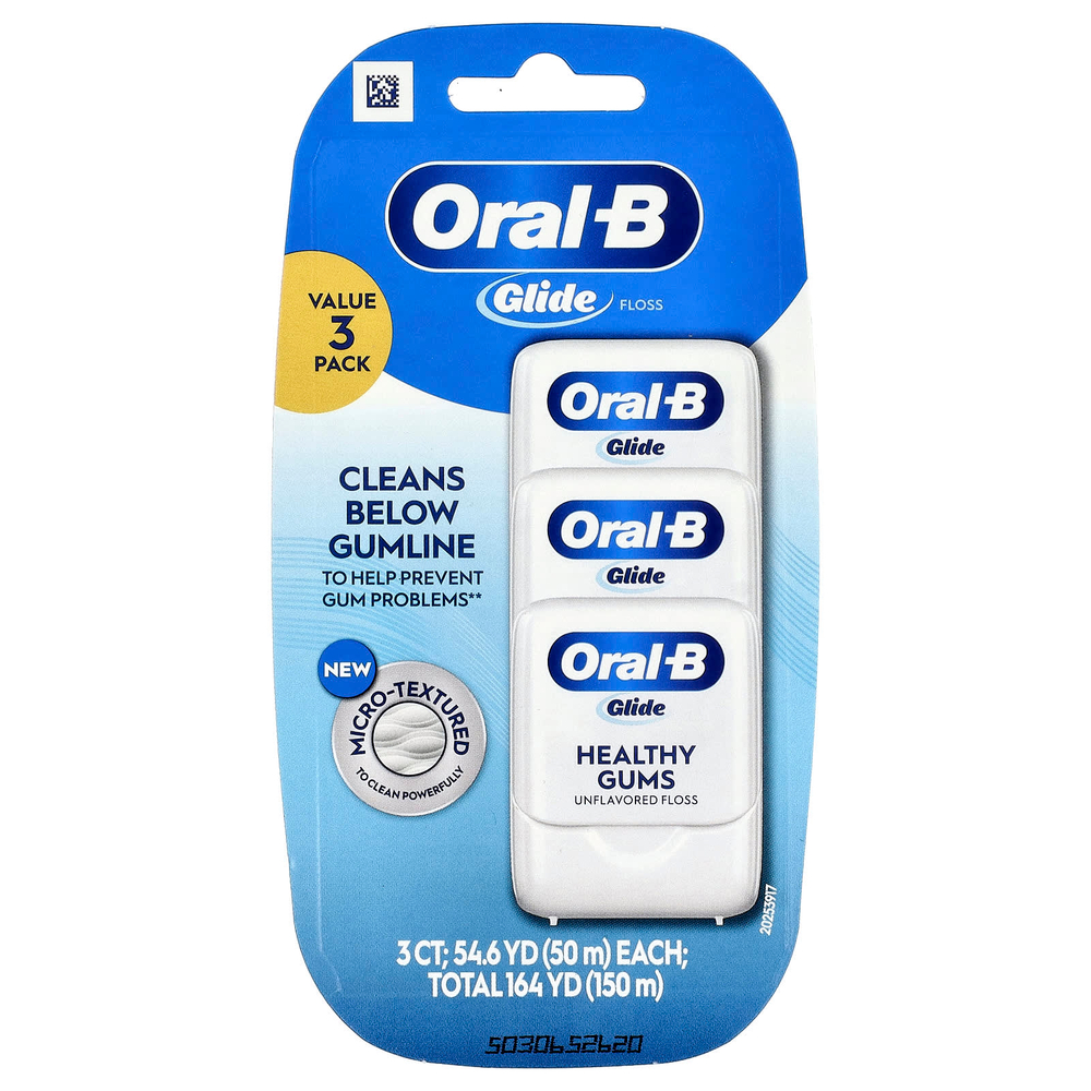 Oral-B, Glide, для здоровья, оригинальная зубная нить, без добавок, 3 шт.