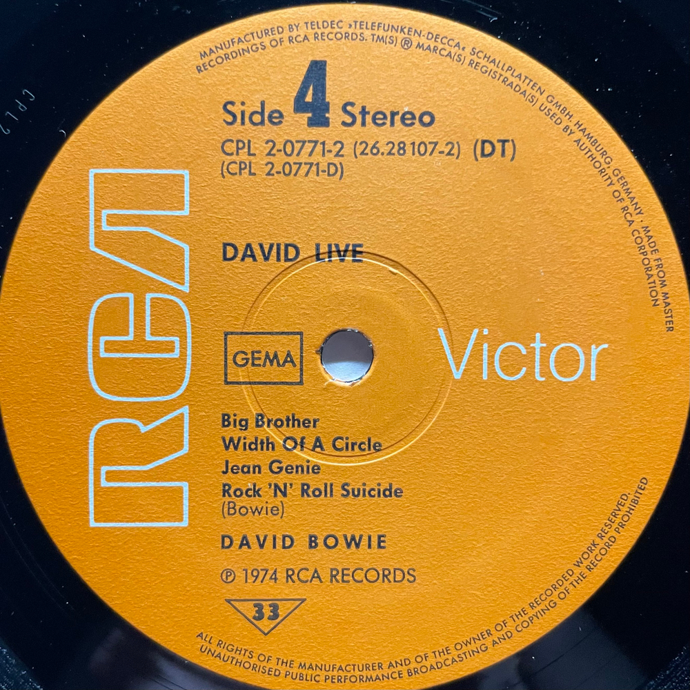 David Bowie ‎– David Live 2LP (Германия 1974г.)