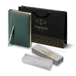Подарочный набор: Шариковая ручка Parker Jotter Russia + ежедневник, зеленый