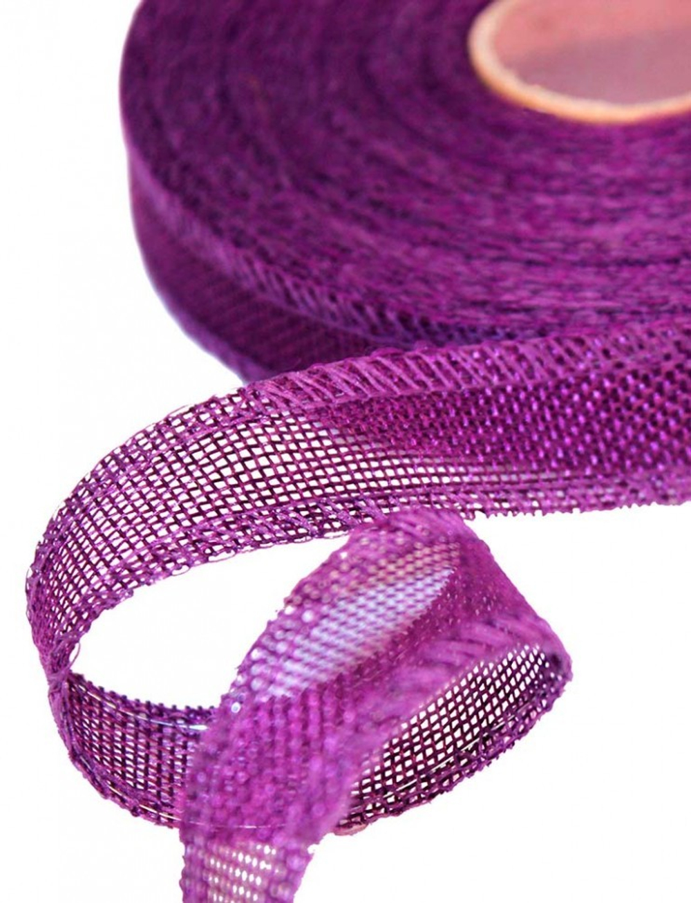 Лента Льняная 2,5см х 28м с проволокой (Фиолетовый)