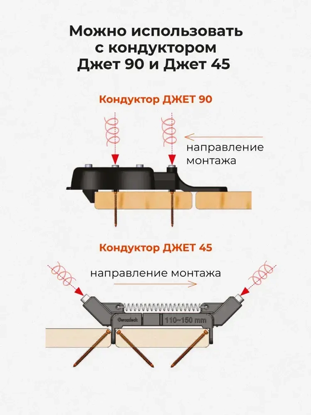 Саморез по дереву Gwozdeck для Террасной доски Потайной 5,0*80 Окрашенный Torx15 Упаковка 300 шт., подходит для ДЖЕТ 45/ДЖЕТ 90