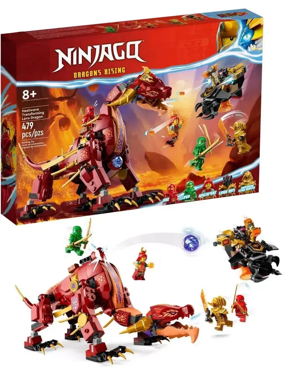 Конструктор Ниндзя Лавовый дракон трансформер 489 деталей