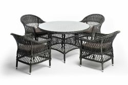 "Дольче" обеденная группа из искусственного ротанга, цвет графит