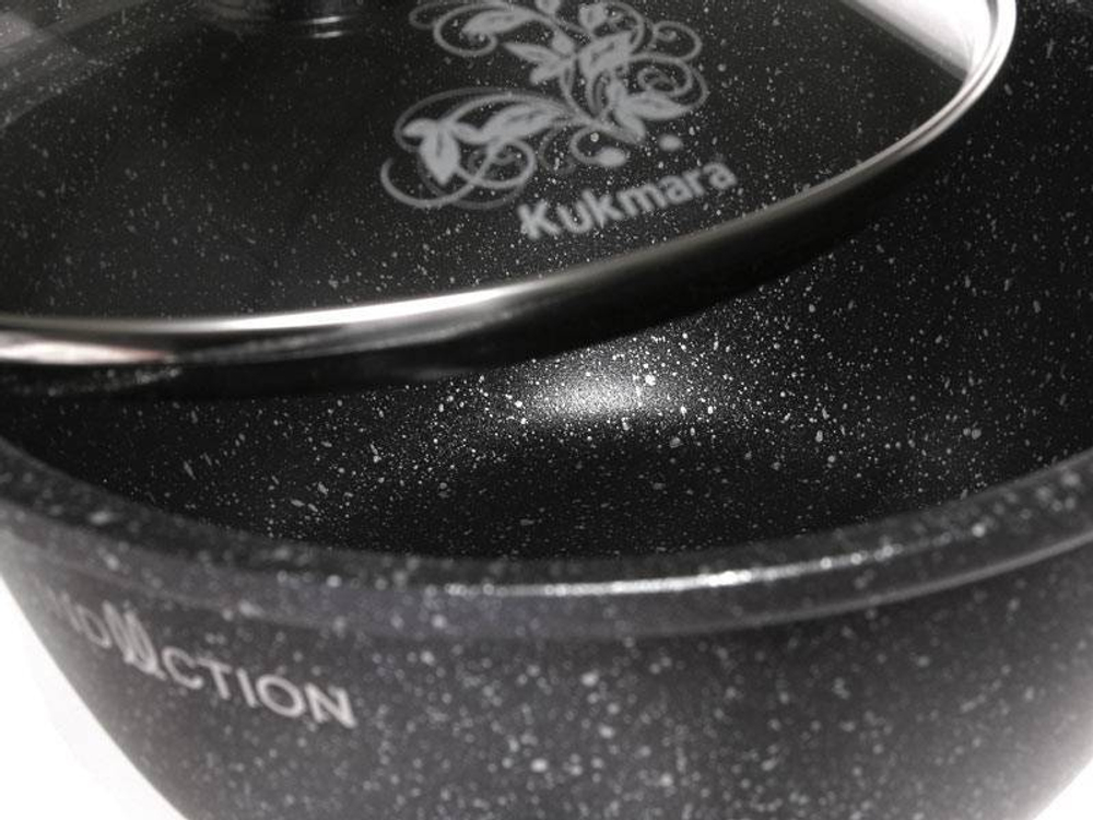 Кастрюля 2л с покрытием темный мрамор Marble Induction
