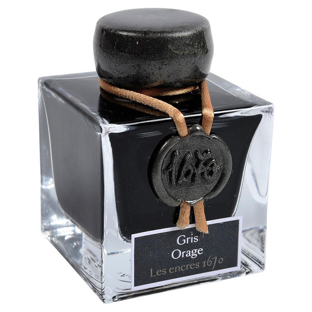 Чернила во флаконе Herbin Prestige 1670 50 мл Gris Orage темно-серые с золотыми блестками (15009JT) 1