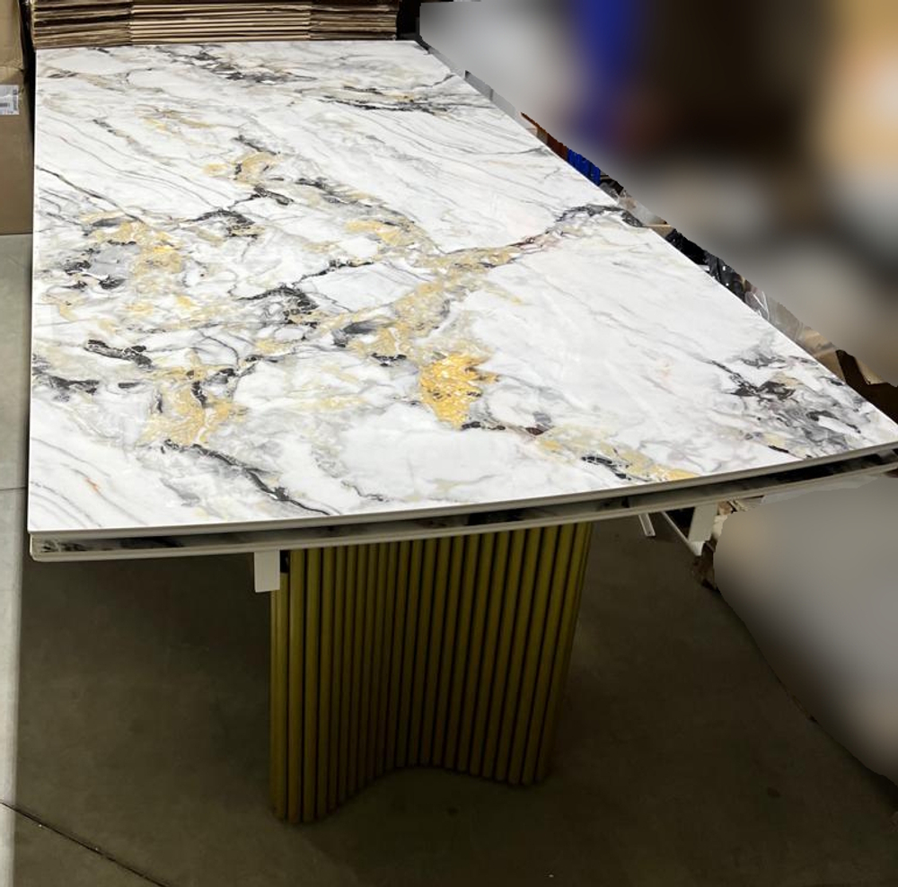 Стол М-City DISAUR Адажио-2 240 (320) См Арктика (Arctic Ocean), керамика, Золотой каркас