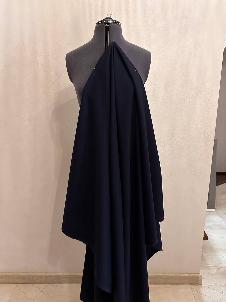 Костюмно-плательная однотонная шерсть (Marzotto, 100%шерсть, Чернильный синий, 149, 280 гр/м2)