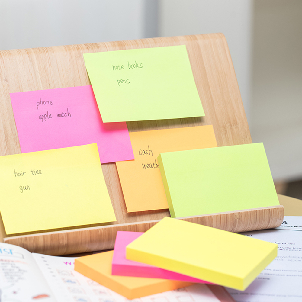 Клейкие листки DELI "Stick Up", 76х101 мм, ассорти неоновые, 100 листов