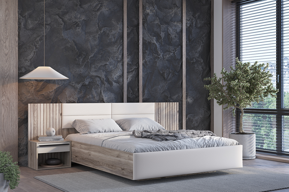 Кровать с подъёмным механизмом Урбан КР-18 160х200, Дуб смоки, Кашемир