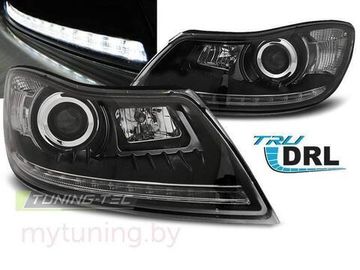 Передние фары daylight black drl для Skoda Octavia II A5 FL