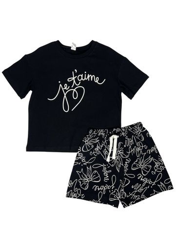 CWJG 50224-22K Пижама для девочки (футболка, шорты), Черный