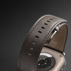 Ремешок из кожи серого цвета от Dux Ducis для смарт часов Apple Watch 42, 44, 45, 46, 49мм, серия YS Series