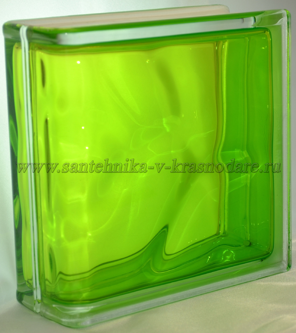 Торцевой стеклоблок тархун окрашенный изнутри Vitrablok 19x19x8