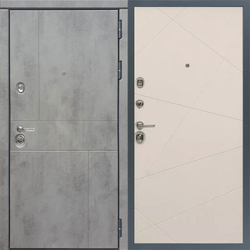 Входная дверь в квартиру Сударь МД 48 М1 темный бетон / Лучи Н11 Шампань (кремовый матовый, без текстуры)