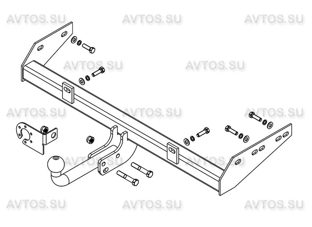 Фаркоп для Lada Granta седан/лифтбек 2012-09/2018, Lada Kalina седан/универсал 2004-2012 Тип шара: A. Нагрузки: 1100/75 кг, VAZ-68