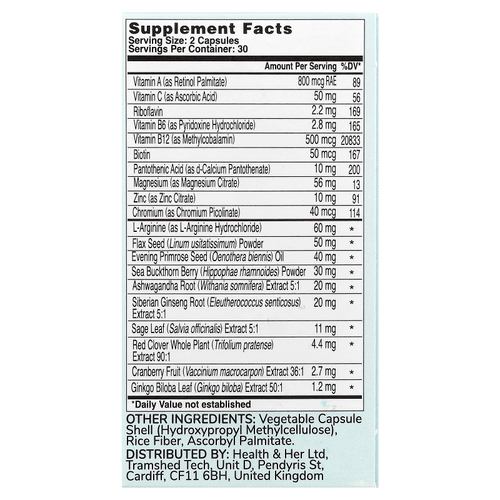 Health and Her, Menopause, поддержка нескольких питательных веществ, 60 капсул