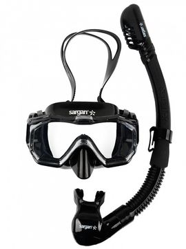 Набор маска+трубка в сумке Sargan Панорама-М черный/черный