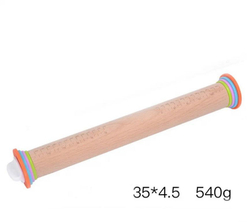 Деревянная скалка с регулировкой толщины теста 35 см