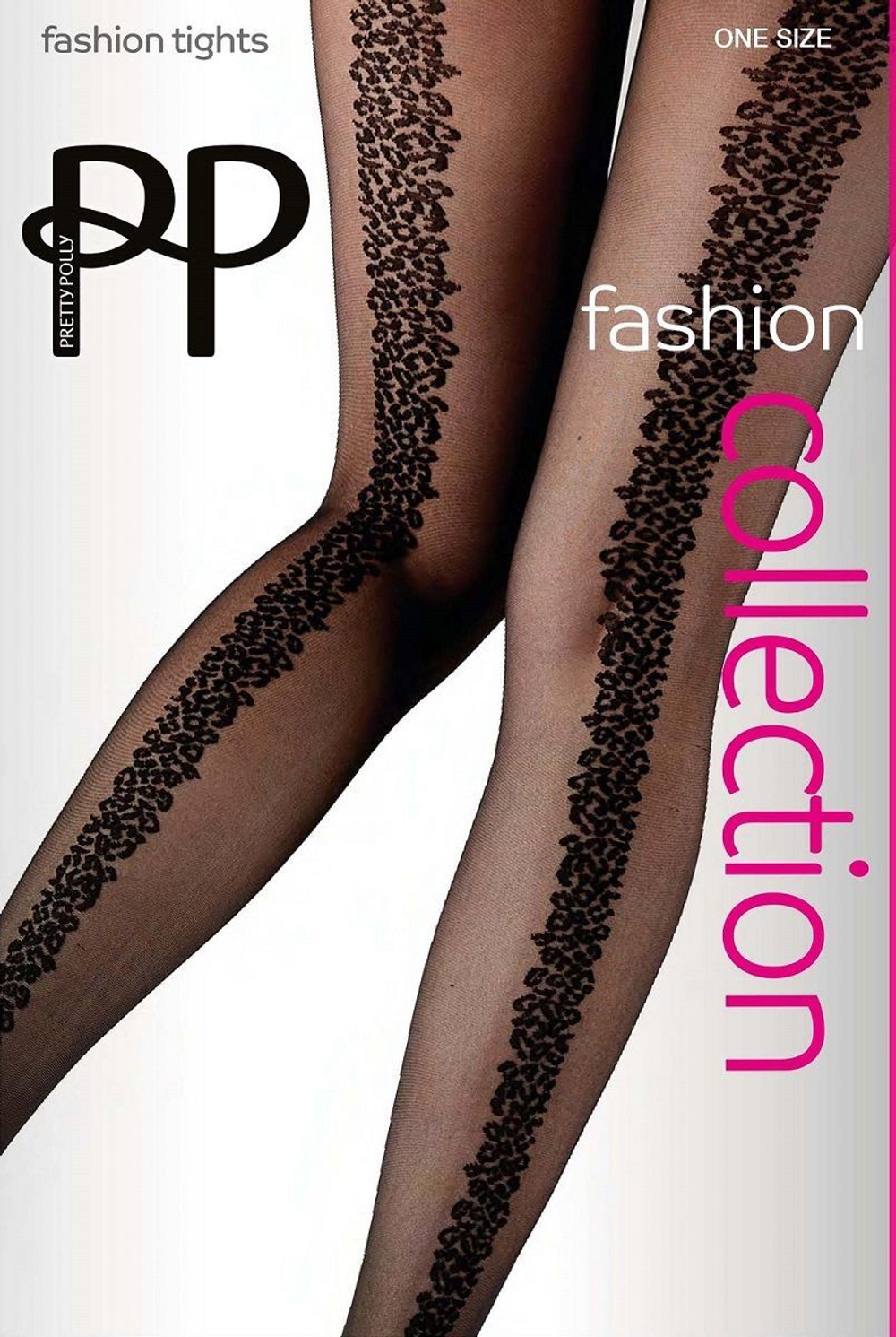 Колготки с широкими анималистическими стрелками (Размер: S-M-L) (Цвет: черный)