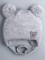 Шапка детская осенняя с завязками и помпонами