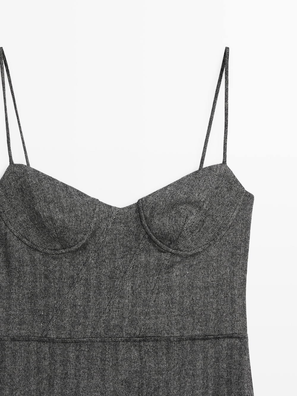 Massimo Dutti Платье миди на бретелях, маренго