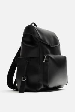 ZARA РЮКЗАК С КЛАПАНОМ, ЧЕРНЫЙ