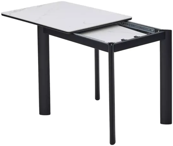 Стол ТЕТ-А-ТЕТ 110 Белый мрамор, керамика / Черный каркас
