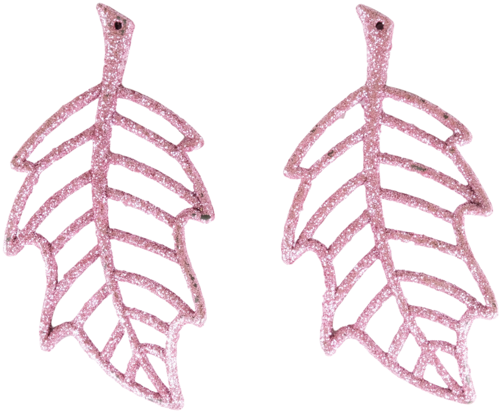 Набор украшений листок 2шт 12х6,5см розовый SYLKGJB-482135