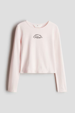 H&M Трикотажный топ с надписью, розовый
