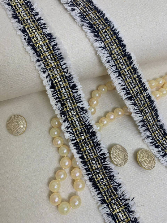 тесьма "шанель", 2,5см черный/белый/золото