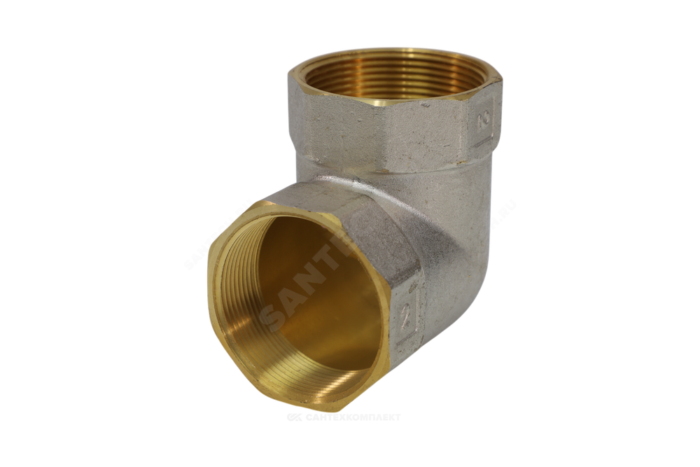 Угольник латунь никель Ду 40 (1 1/2") ВР/ВР 9001 ГОСТ 32585-2013 Aquasfera 9001-05