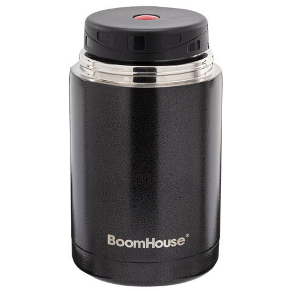 Термос 1 л для еды/напитков с широким горлом, BOOMHOUSE (БУМХАУС) LUNCH, нержавеющая сталь SUS304, черный, 700327
